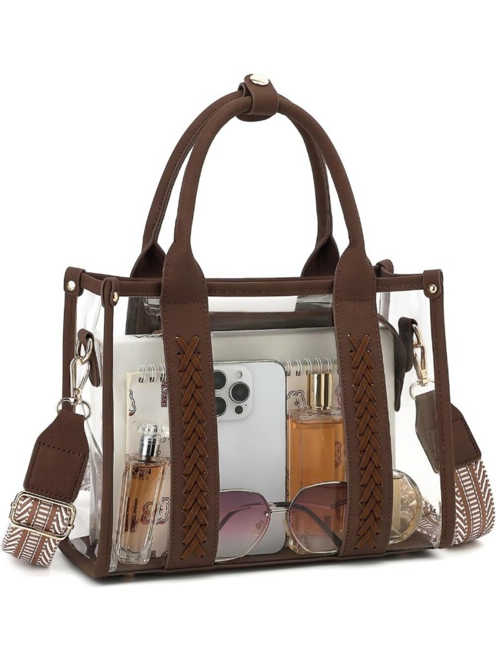 Stylish Clear Tote Bag for Stadiums, Concerts & Beach - Transparent Crossbody